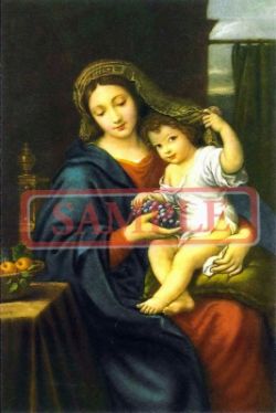 イタリア製　ポストカード　「ぶどうの聖母子」