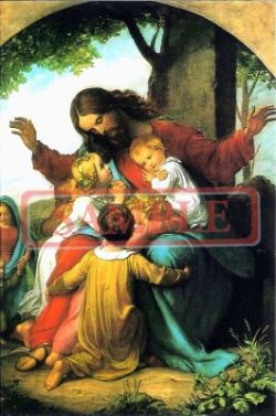 イタリア製　ポストカード　「キリストと子供たち」